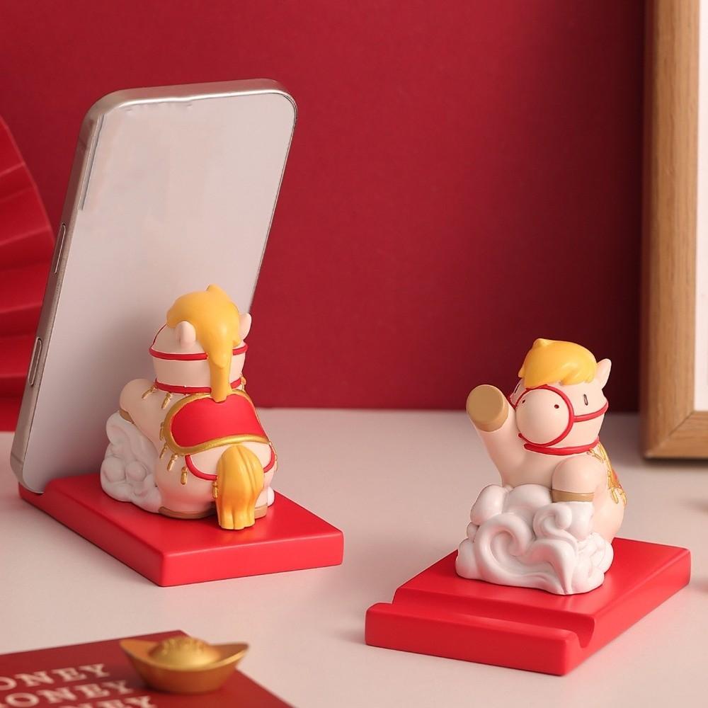Chinese Style Zodiac Horse Phone Stand Ornament 2026 Horse Year Figurines Table Desk