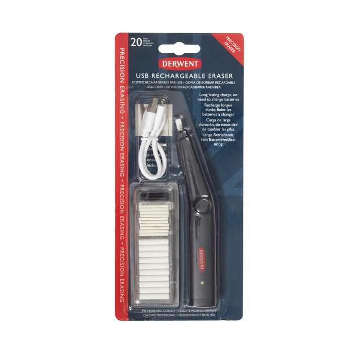 Gomme électrique - DERWENT - Rechargeable USB - Couleur blanche - 500 mAh - Mixte