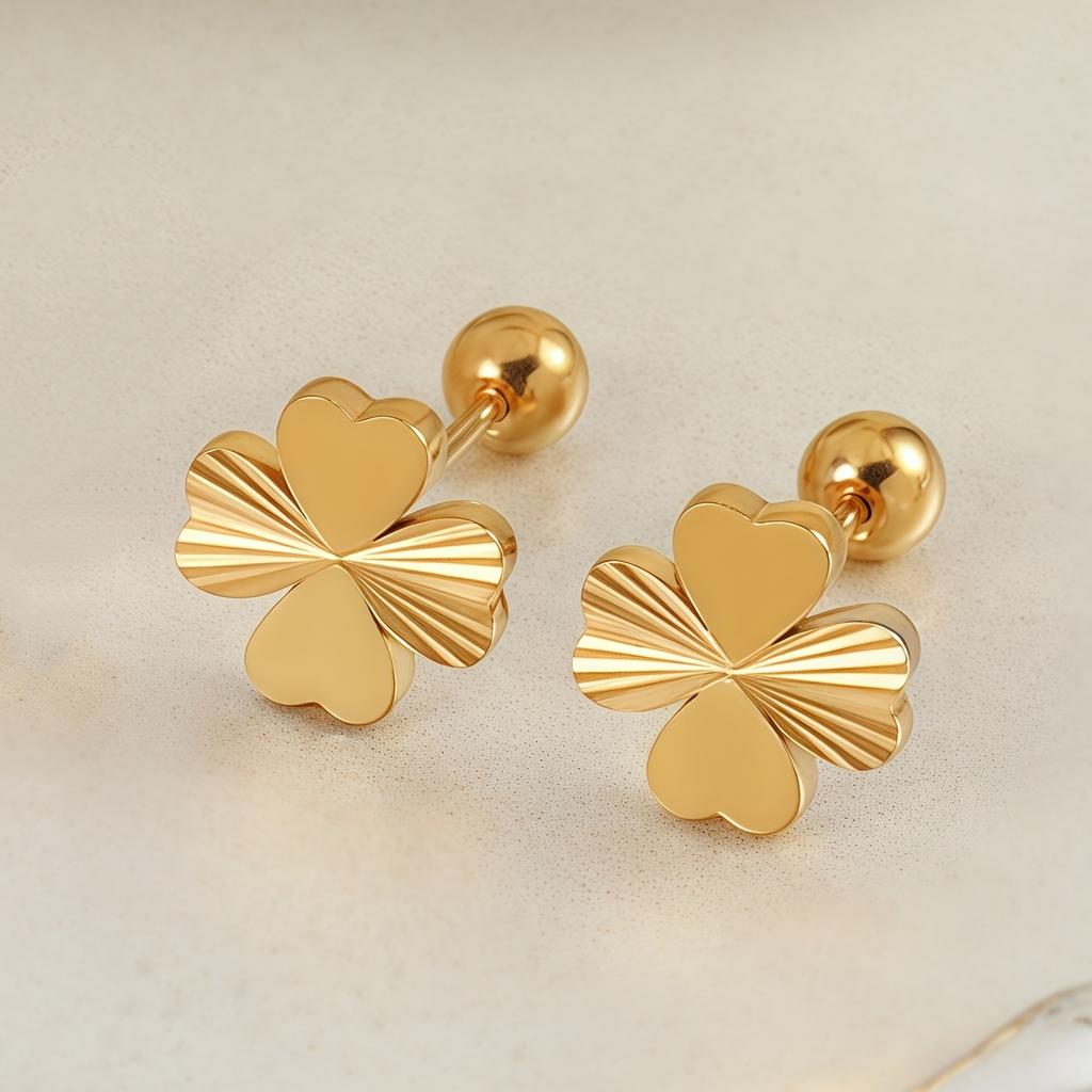 A Pair of Lucky Clover Earrings, Lightweight and Durable Design, Versatile Earrings for Daily Wear, Symbolizing Exquisite Earrings and Luck.
