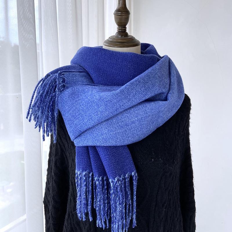Women Winter Knitted Scarf Ladies Men Solid Double-Sided Tassel Scarve Mujer Male Foulard Wrap Shawl Unisex Imitation Cashmere