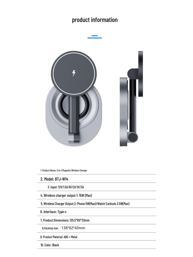 MagSafe Magnetic Wireless Charger & Stand for Phone, Earphones, and Watch