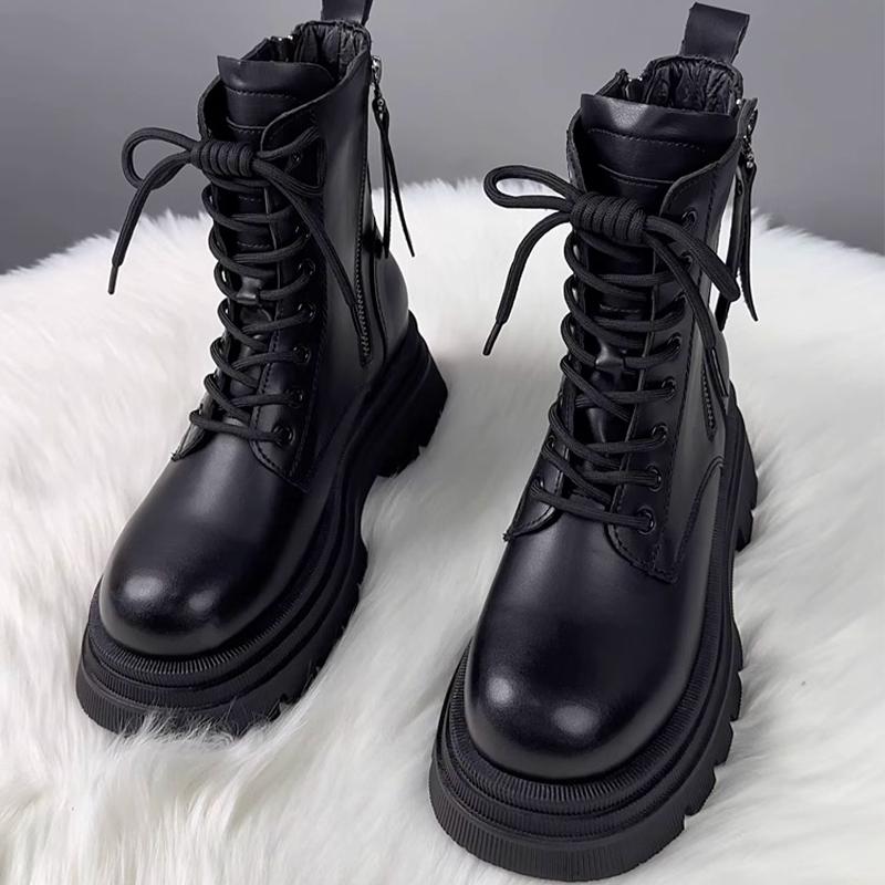 High-end Ankle Boots Women's Flats Platform Lace Toe Sport Shoes for Woman Fashion Goth Motorcycle Boots New Fashion Mujer Botas