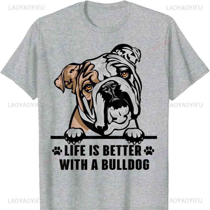 Bulldog Dad Funny English Bulldog Lover Gift TShirt Harajuku Shirts for Clothing Graphic T Shirts Aesthetic Clothes Tops Unisex