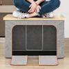 Cotton Linen Foldable Storage Box with Steel Frame - Large Capacity Clothes Organizer