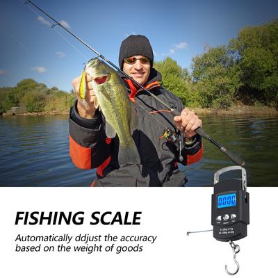 Fish Weighing Scale Luggage Scale Hanging Hook Fishing Scale with Measuring Tape Large Handle & Backlit LCD Display