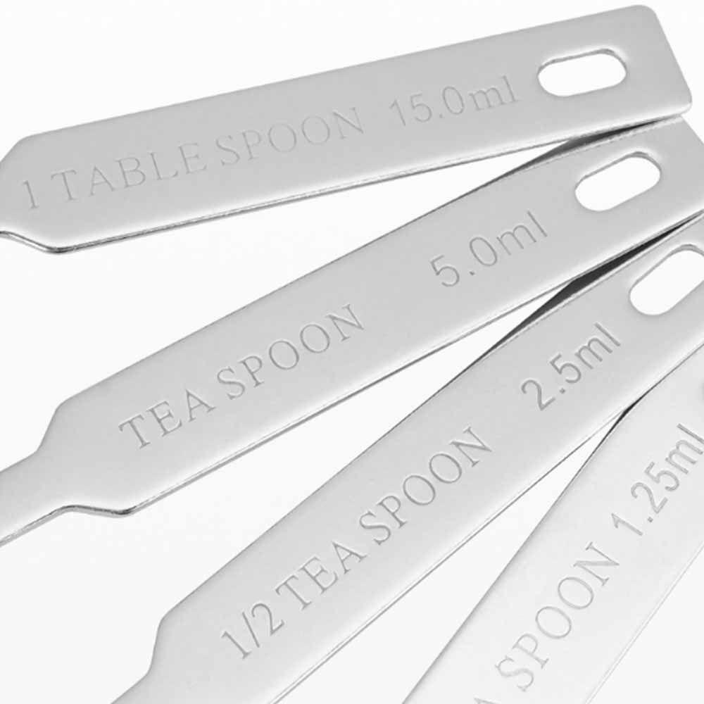4Pcs Teaspoon Measuring Cups Set Stainless Steel Coffee Sugar Scoop  Baking Tool