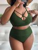 Women's Solid Color Swimwear Swimsuit Two Piece Beachwear Bikini Plus Size Bathing Suits