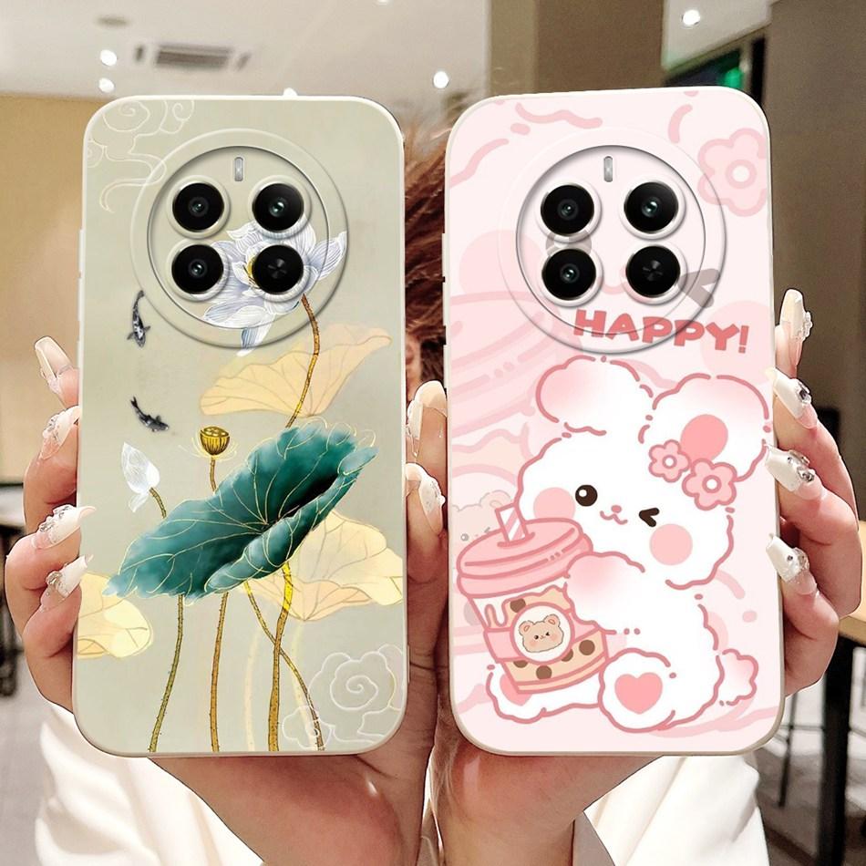 Für Realme 12 Pro+ 12Pro 5G Handyhülle Realme 12 Pro Plus 5G Elegante Blumige Katze Bemalt Weiches Silikon Schlichte Stoßfeste Hüllen