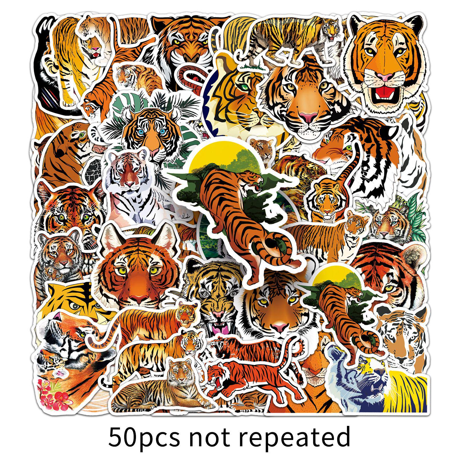 50 Fierce & Cute Waterproof Animal Stickers for Scrapbooking & Stationery