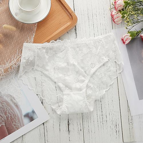 

Мереживні труси Безшовні жіночі мереживні трусики Сексуальні розкішні підняті стегна, сідниці Жвава жіноча білизна L білий