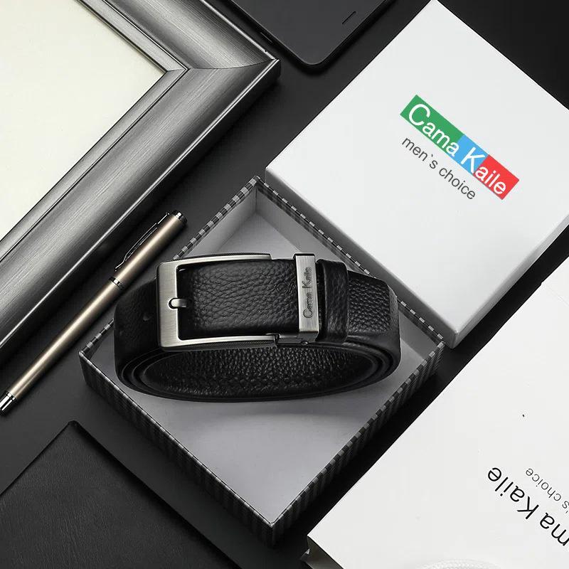 

Men s Genuine Leather Pin Buckle Belt, Korean Style, Casual or Business, Suitable for Youth and Students. 125cm чорний