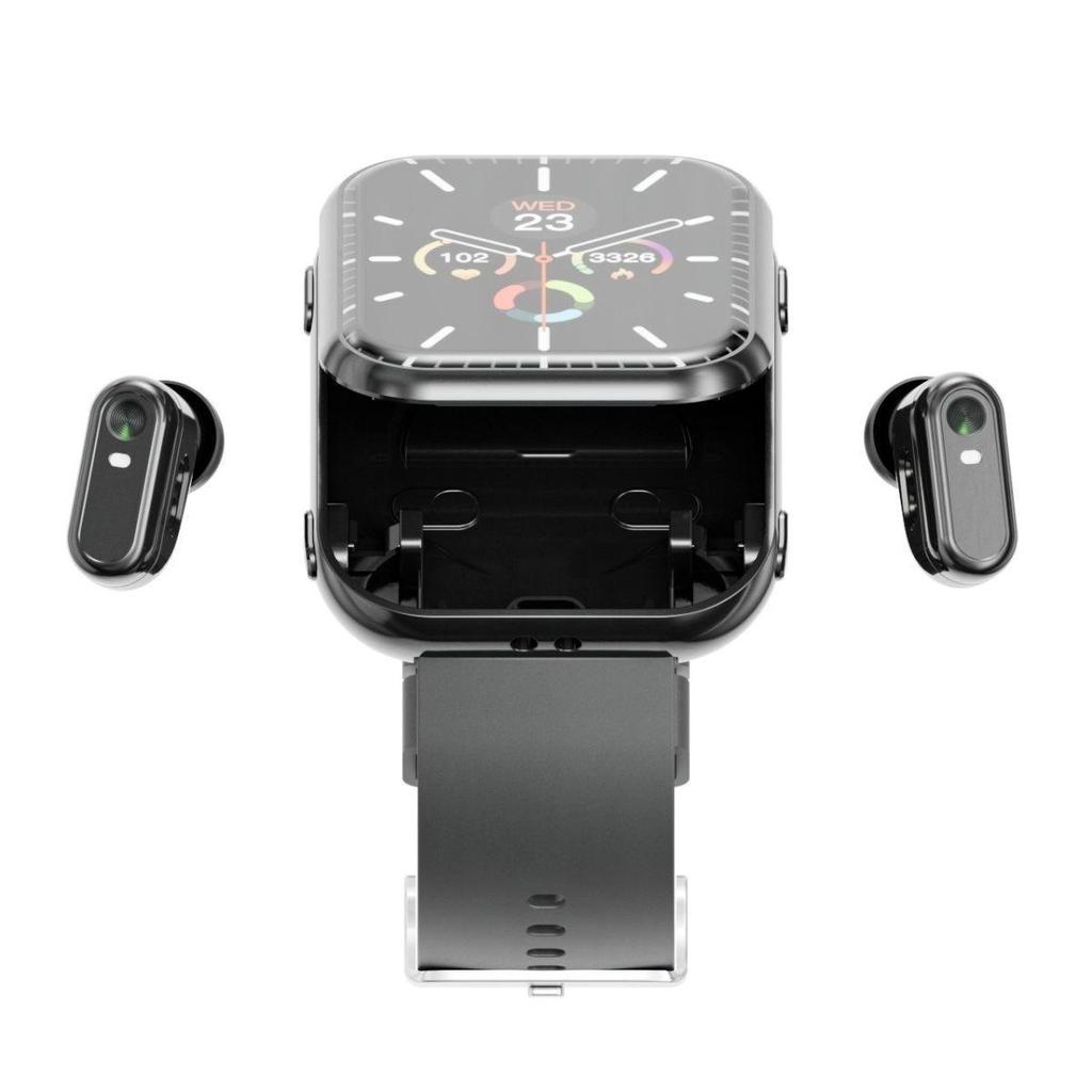 New T1 Smartwatch & TWS Earbuds: 2-in-1 Bluetooth Call, Music, Pedometer, Sports Watch - Black