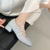 Fashion Mary Jane Shoes Heightened Retro Single Shoes Xia Square Toe Shallow Mouth Season One-word Leather Shoes Women