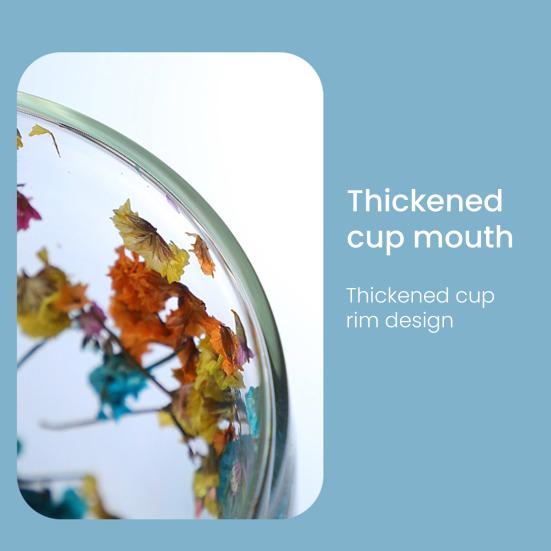 Double-Wall Glass Mug 350ml Heat-Resistant Flower Coffee Tea Cup Insulated Cup for Hot Cold
