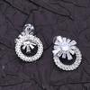 Elegant Dazzling Rhinestones Stud Earrings And Pendant Necklace Set Lightweight Alloy Jewelry For Party Or Daily Wear