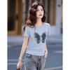 Demana Women's Tencel Blend Butterfly Print Short-Sleeve T-Shirt