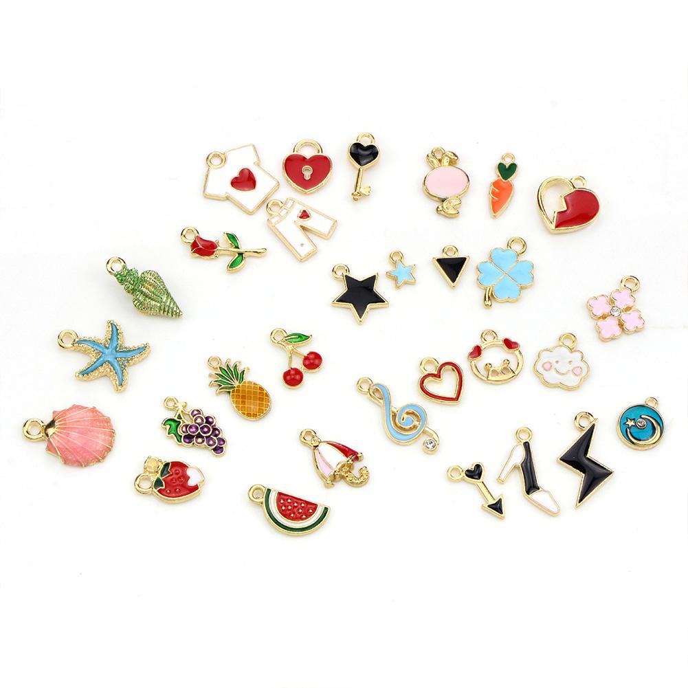 30Pcs Colorful Pendants Plated Mixed Styles for DIY Bracelet Necklace Earring Jewelry Accessories