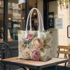 Vintage Rose Print Tote Bag Ladies Casual Large Capacity Fashion Shoulder Handbag for Daily Use