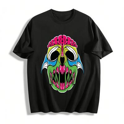Exposed Brain Skull Print Streetwear Unisex Graphic Tee Pure Cotton T-shirt