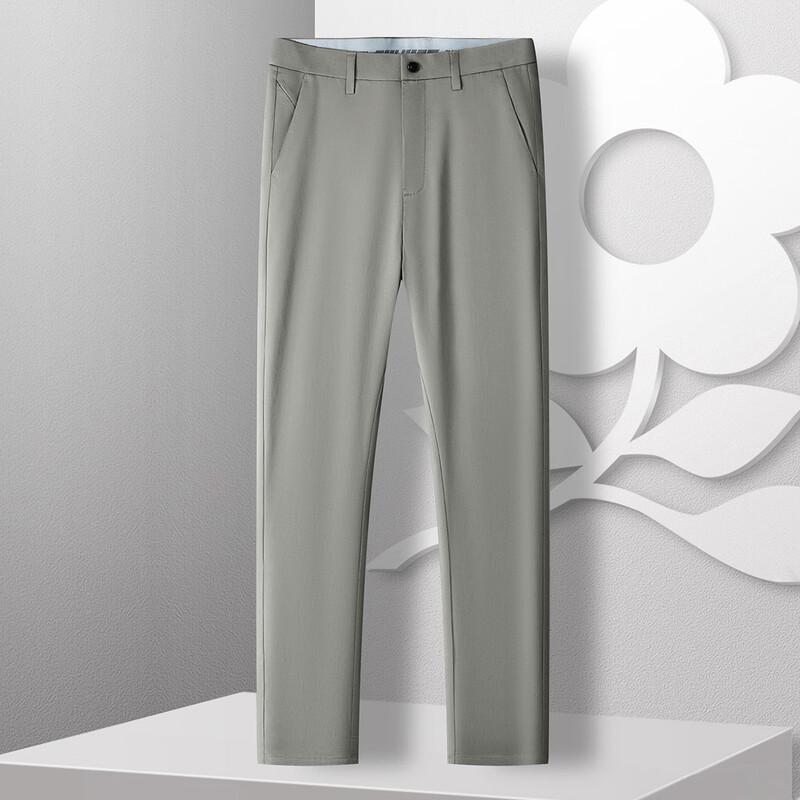 MONTAGUT Men's Mulberry Silk Blend Breathable Ice-Cool Straight-Leg Casual Pants