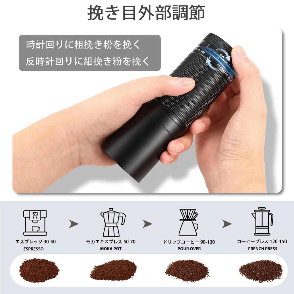 Wheelive Hand Coffee Grinder, All-Metal, External Grind Adjustment, Adjustable Coarseness, Walnut Handle, Manual Stainless Steel Coffee Grinder, Easy