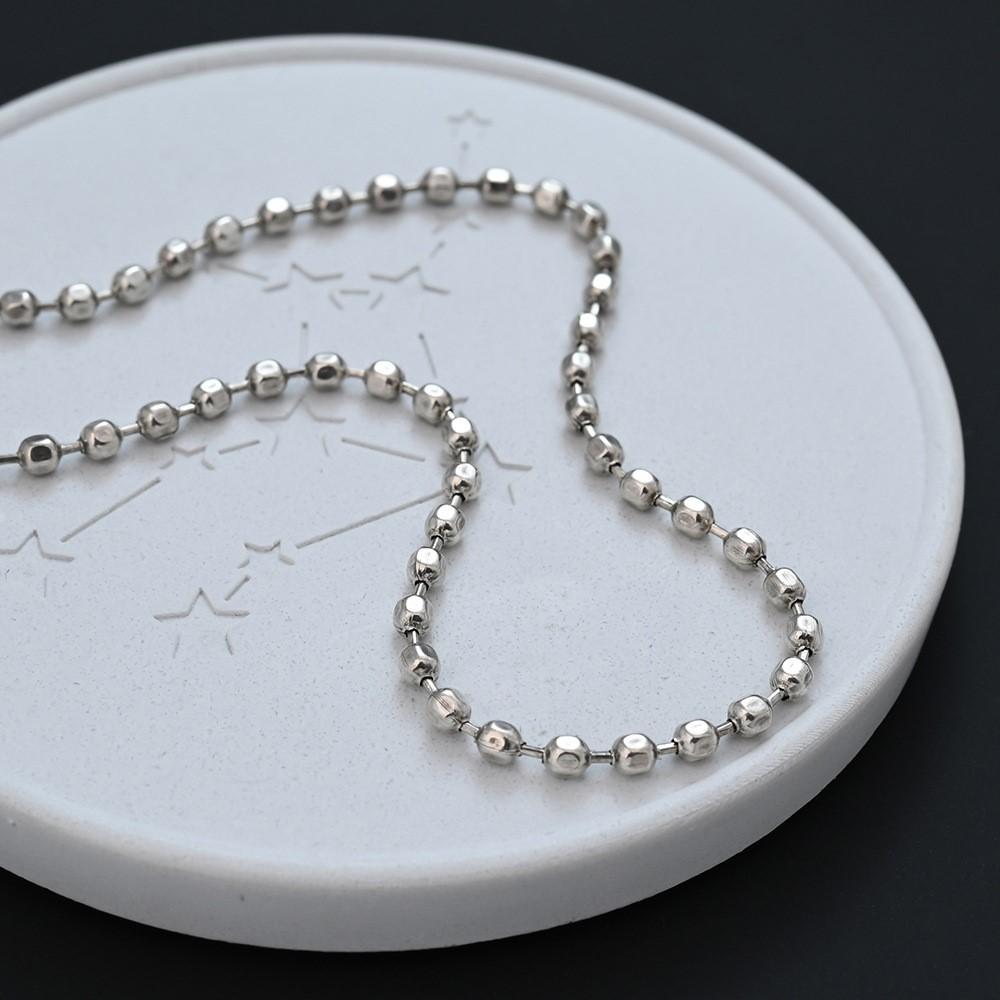 PANJBJ 925 Sterling Silber Geometrische Perlenkette für Damen Hip-Hop Minimalistisches Mode Trend Design Schmuck Geschenk Dropshipping