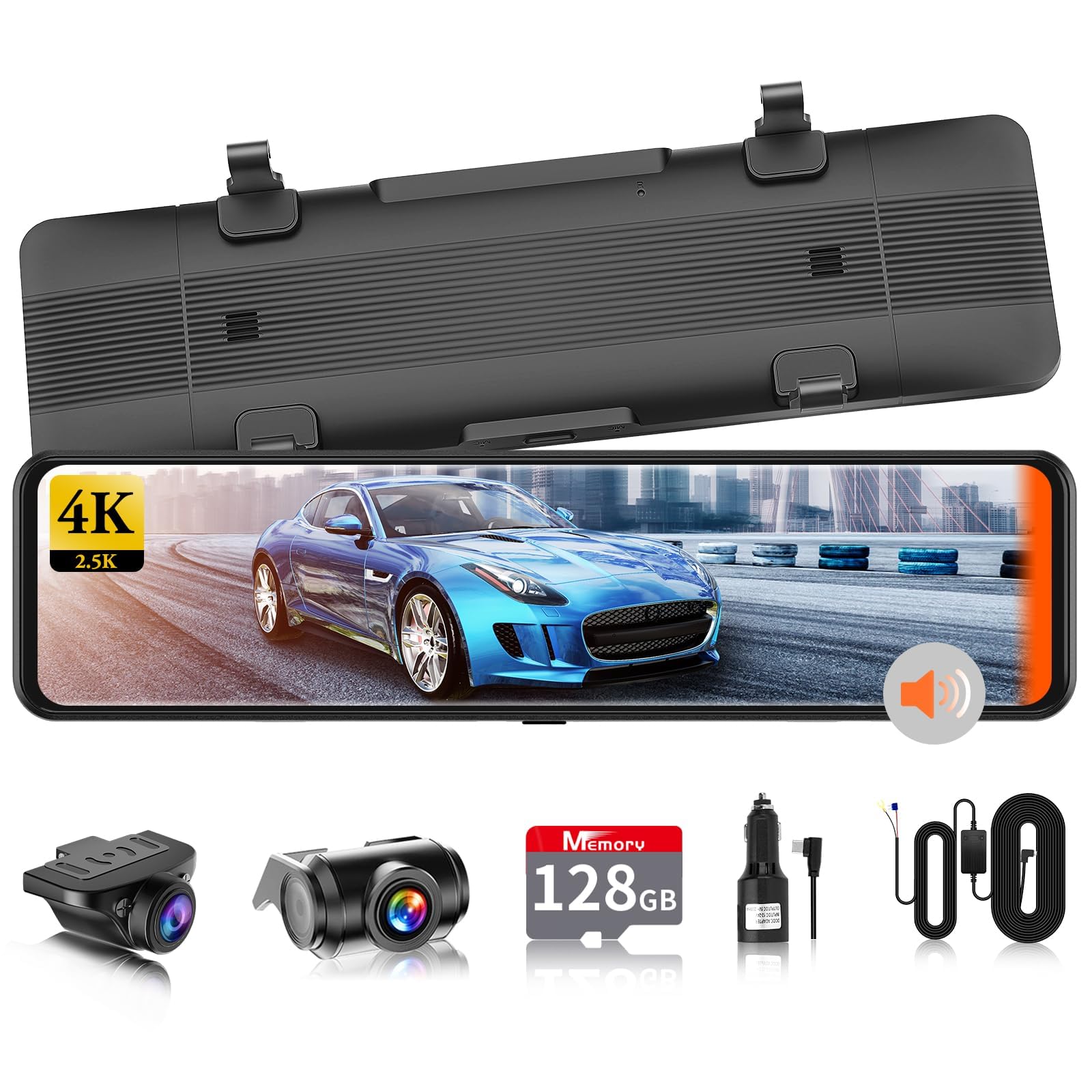 

Separate Dash 128GB Card Rear Camera with BSD Driver LCA Rear Vehicle Dash Cam with Separate 4K Front Camera and Rear IMX415 8 Voice Speeding Backup