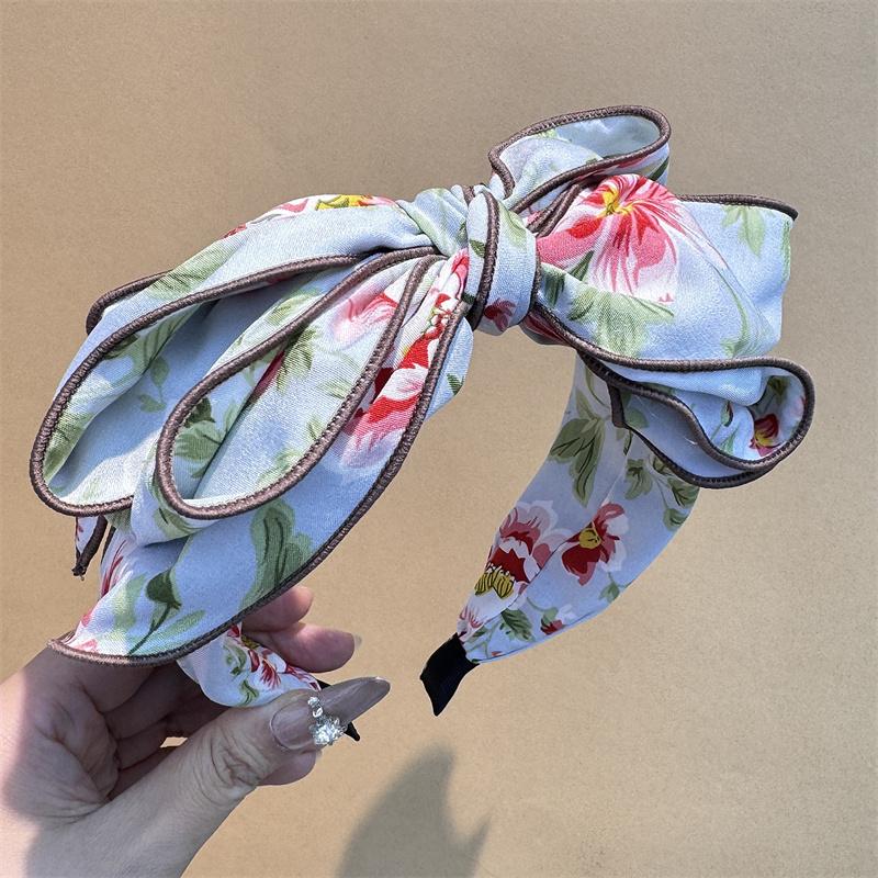 Women's Beautiful Flower Printed Headband with Big Bowknot Fashion Female Party Holiday Shopping Hair Accessory