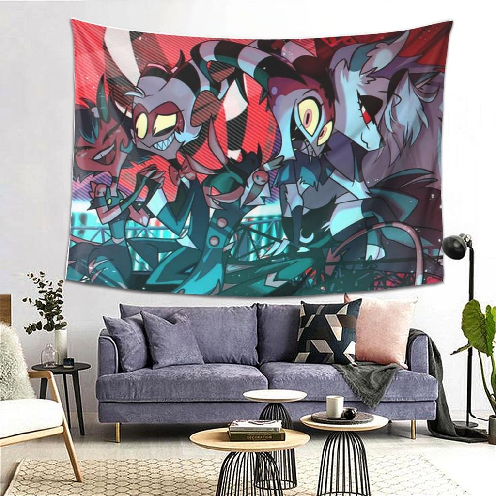 Loona Collage Helluva Boss Anime Tapestry Wall Hanging Aesthetic Home Decoration Tapestries for Dorm Room