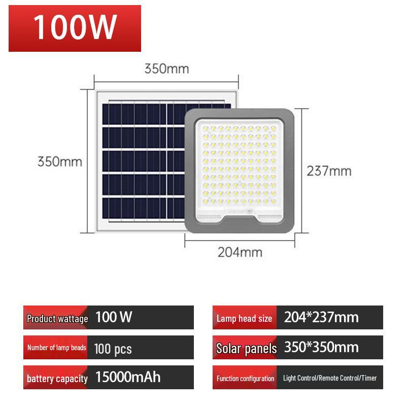 Waterproof Outdoor High-Power Solar Floodlight with Die-Cast Aluminum Design