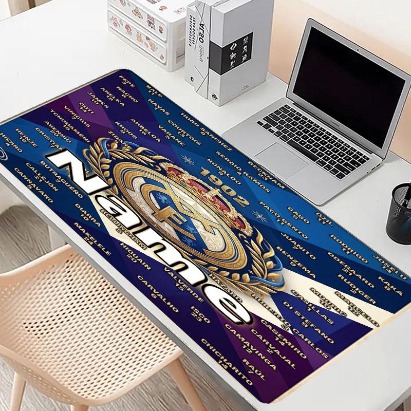 Custom Name Personalized Real Madrid CF Pattern Mousepad, Laptop PC Desk Mat, Decorative Desk Mat for Home Keyboard Pad Gift