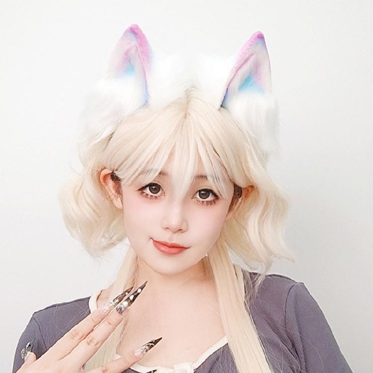 Gradients Color Plush Cats Ear Hairband Comfortable Adjustable For Anime Cosplays Halloween Costume Event Daily Style