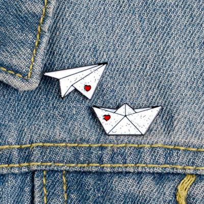 Unisex Origami Airplane Boat Email Pross Pin jope kott rinnamärk Sõbra kingitus