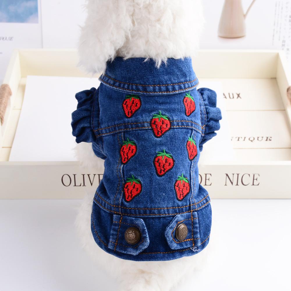 Pet Cake Ruffle Dress Cute Lightweight Dog Vest Bichon Teddy Small Dog Clothes Solid Dog Denim Jacket Pet Jean Coat