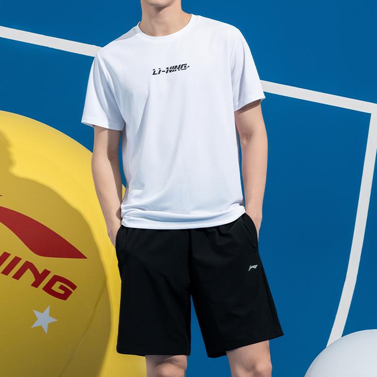 Li Ning Table Tennis Series Fashion Daily Moisture Wicking Quick Dry T-Shirt Classic Versatile Breathable Shorts Casual Sports Set ATSV609-2+AKSU789-3