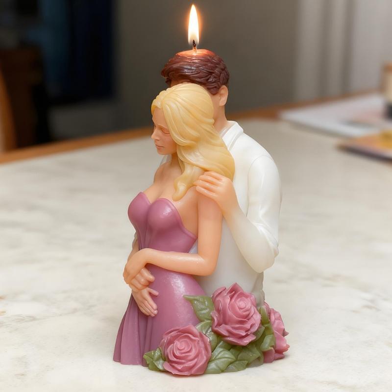 Rose Couple Candle Crafting Mold Silicone Mould for Unique Handmade Crafts Epoxy Resin Wedding Decoration Making Mold