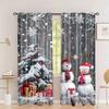 3D2 Piece Luxury Christmas Curtains Platinum Elk Snow Scene Winter Gifts Living Room Bedroom Kitchen Holiday Decor Curtains