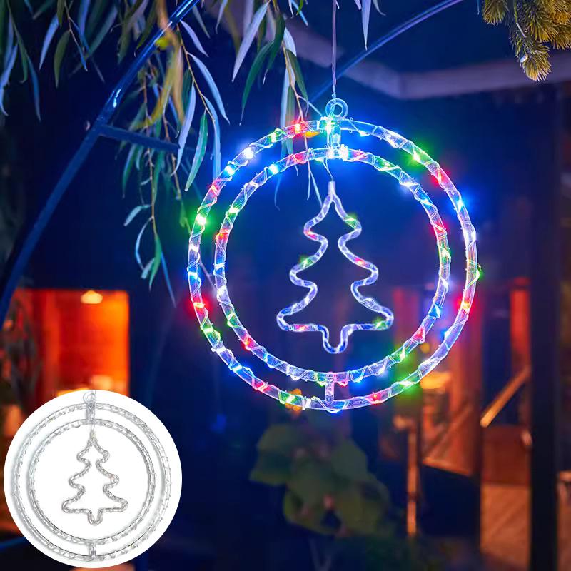 LED Light String, Battery Powered Double Round Pendant Light with Remote and Timer, Holiday Lamp for Camping Home Decoration