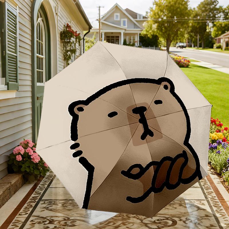 Adorable Bear Face Umbrella: Perfect for Outdoor Adventures, Auto-Opening & Closing, Lightweight and Durable, Ideal Travel Accessory 151