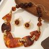 Exaggerated Geometric Irregular Resin Necklace Earring for Women's Jewelry Set