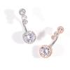 Women 4 Cubic Zirconia Inlaid Barbell Navel Belly Button Ring Piercing Jewelry