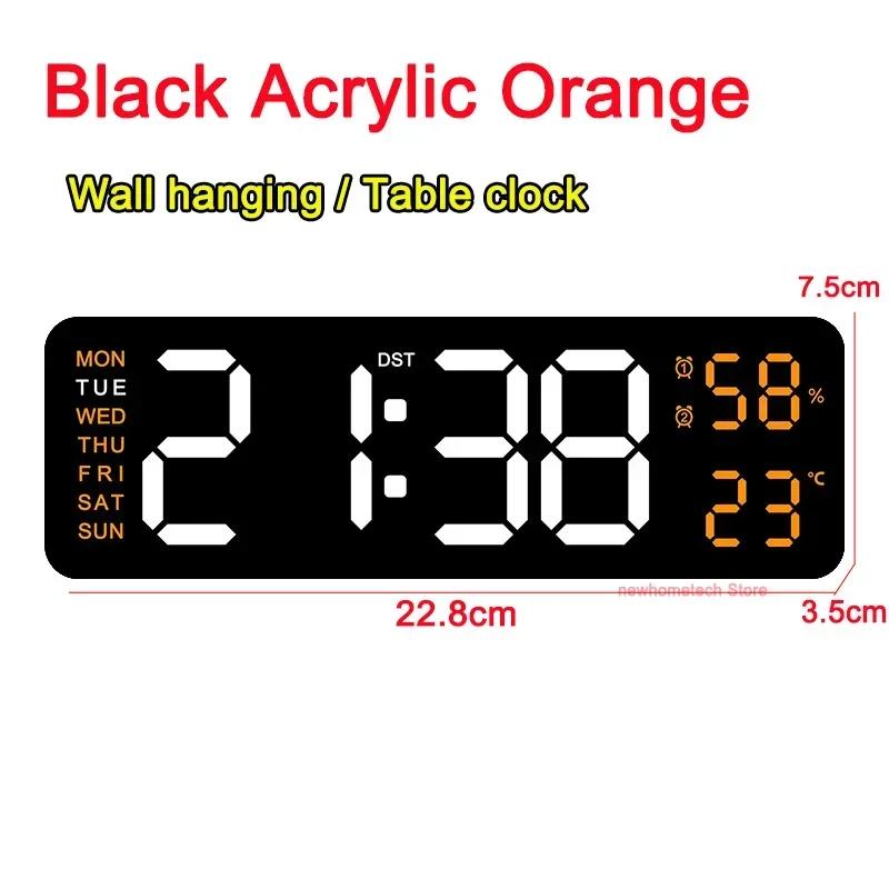 22,8CM Digitale Wanduhr Große LED Wecker Datum Woche Temperatur Duale Alarme Anzeige Helligkeitseinstellung Heimdekoration