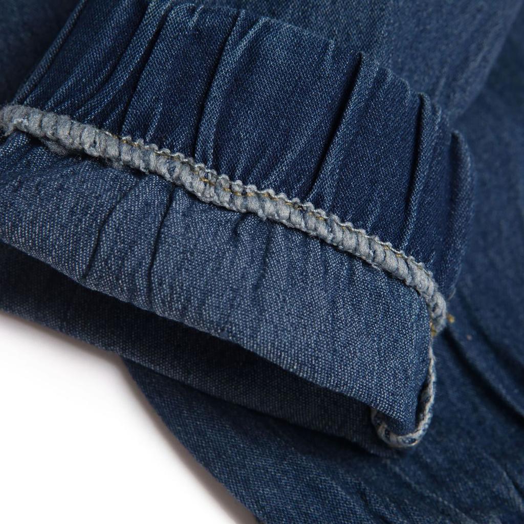 Dame Casual Ensfarget Mellomhøy Livvidde Lomme Jeans Bukser Denim Casual Bukser