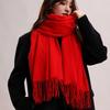Tassel Imitation Cashmere Scarf Korean Style Women Shawl Simple Winter Neckerchief  Autumn