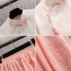 Modern Chinese Tang Suit Hanfu Tea Set: Seven-Sleeve Embroidered Skirt Outfit for Summer