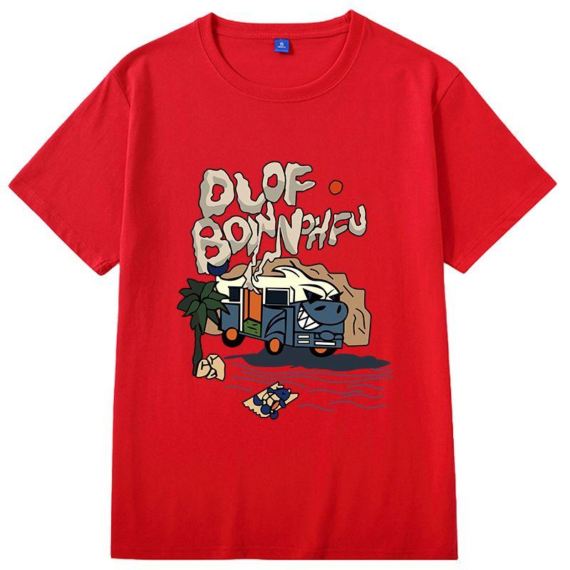 

Zhou Yu Tong Same Style Short Sleeve Oversize Cartoon T-shirt Red 1 3XL