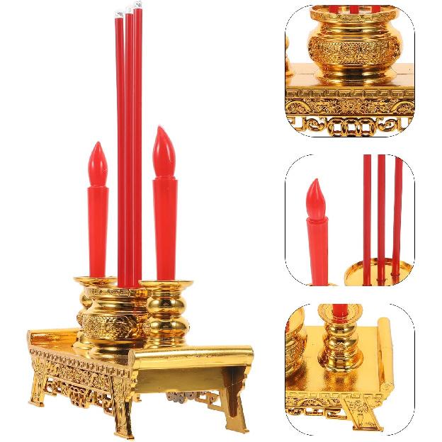 Beaupretty Led Decor Led Electronic Incense Burner Stick Buddhist Candle Lamp Retro Light Chinese Traditional Candlestick Feng Shui Buddhist Worship