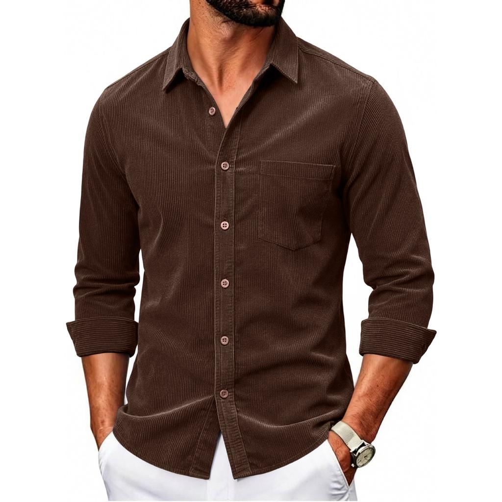 Men's Corduroy Long Sleeve Work Shirt Jacket for Fall Winter Casual Outerwear