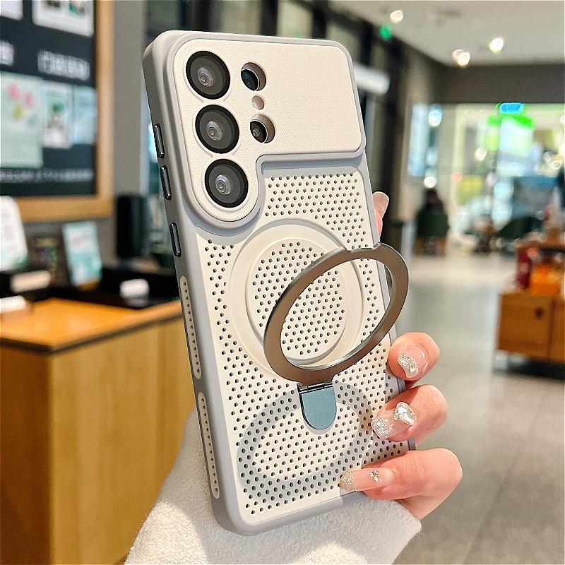For Funda Samsung Galaxy S26 S25 S24 Ultra Case Luxury Heat-Dissipating Magnetic Bracket Shockproof Protection Phone Cover