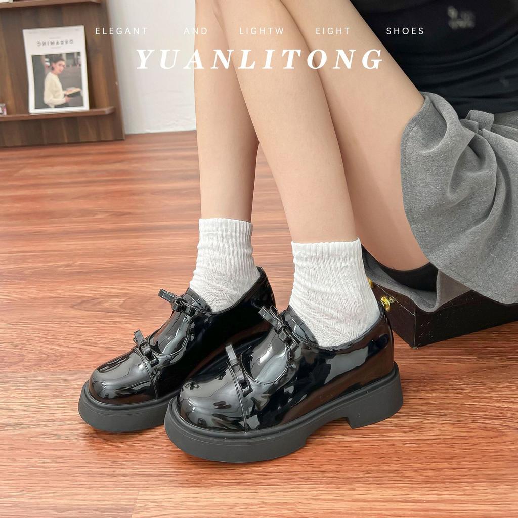Small man thick-soled heightened single shoes wear high-end 2025 Korean version Mary Jane shoes women's campus style uniform leather shoes